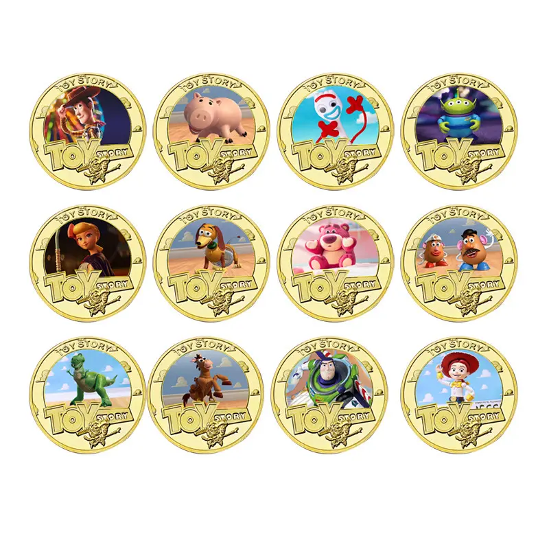 Disney Toy Story Commemorative Coins Set 12 Unique Designs Cute Anime Souvenir Medals Cartoon Collectible Figures Gifts for Fans