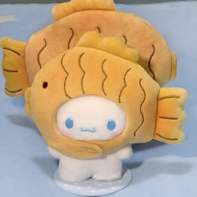 Fish Hat Cinnamoroll Plush Doll Toy Sanrio Kawaii Stuffed Plushie Taiyaki Doll Cartoon Cute Doll Send Friends Birthday Gift Toy
