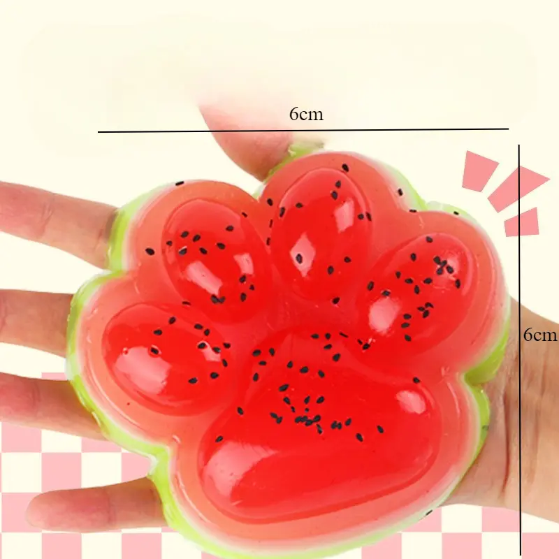 Children Adults Relieve Stress Massage To Relieve Impetuous Mood Simulate Color Cat Paw Fruit Watermelon Kneading Super Soft Toy