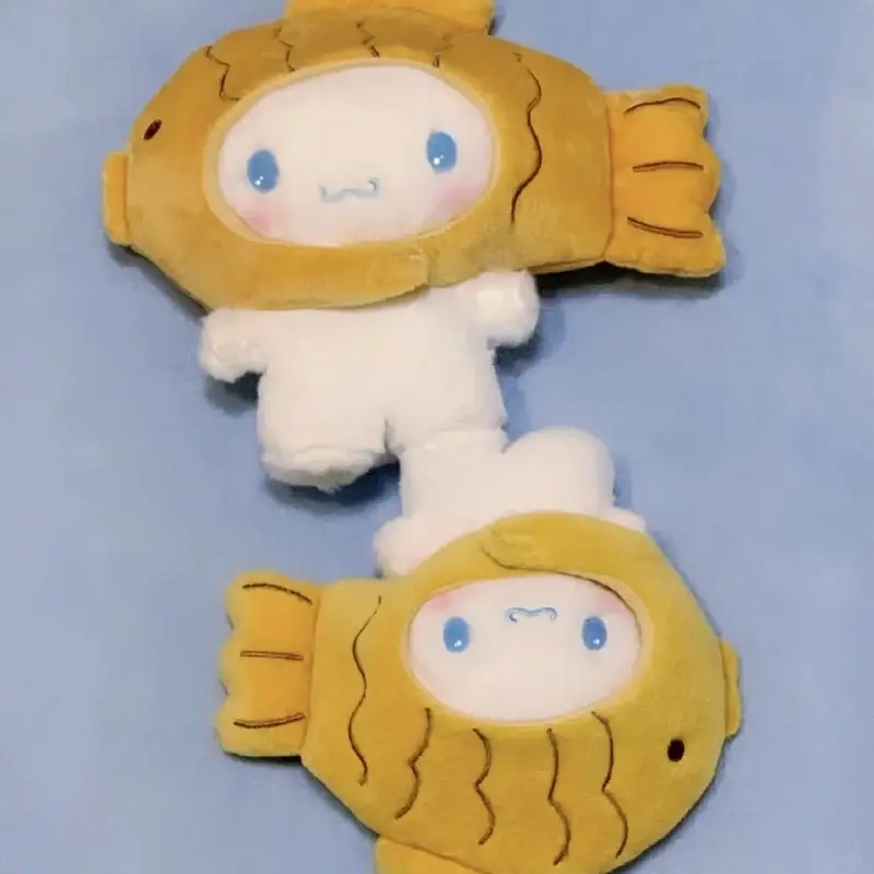 Fish Hat Cinnamoroll Plush Doll Toy Sanrio Kawaii Stuffed Plushie Taiyaki Doll Cartoon Cute Doll Send Friends Birthday Gift Toy