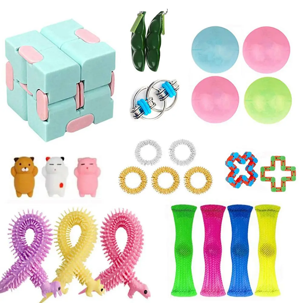 5PCS Kawaii Fidget Toys Decompression Soft Squeeze Toy Push Bubble Sensory Toys Christmas Gift For Children And Adult
