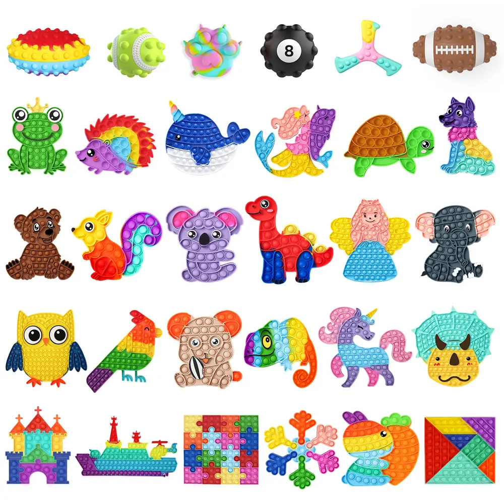 5PCS Kawaii Fidget Toys Decompression Soft Squeeze Toy Push Bubble Sensory Toys Christmas Gift For Children And Adult