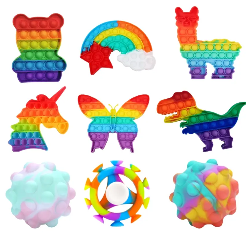 5PCS Kawaii Fidget Toys Decompression Soft Squeeze Toy Push Bubble Sensory Toys Christmas Gift For Children And Adult
