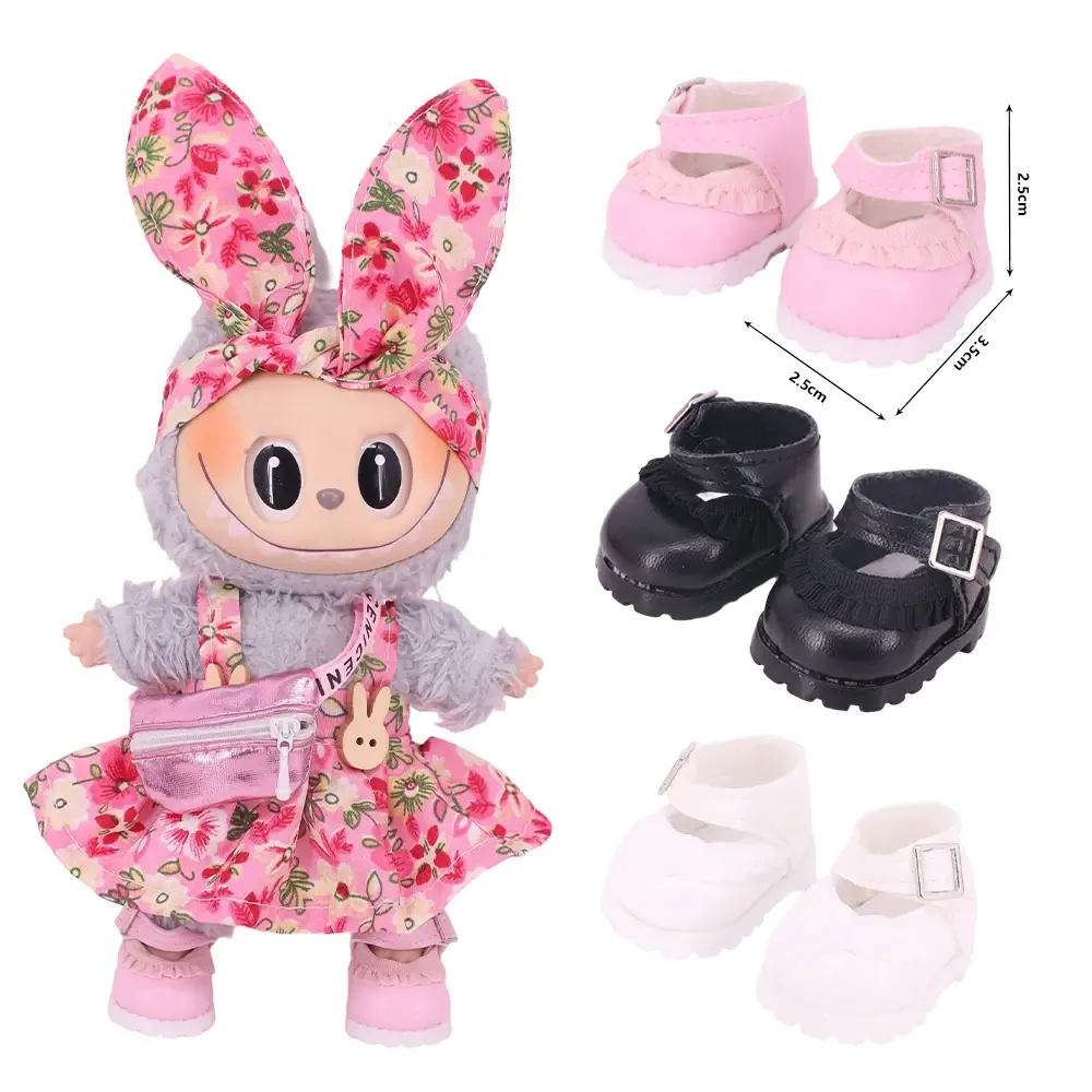 Doll Shoes Solid Color Pop Lace up Canvas Shoe PU Shoes For 17cm Labubu Doll Clothes Accessories,Girl's Toys Clothing Gift
