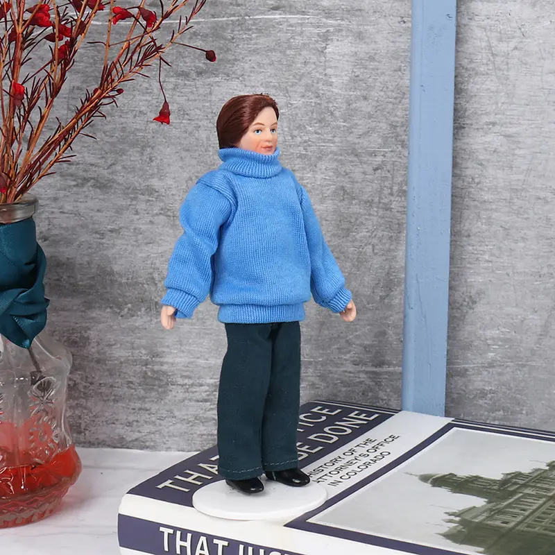 1/12 Dollhouse Miniature Porcelain Doll People Model Beautiful Youth Boy Girl Decor Dollhouse Toys