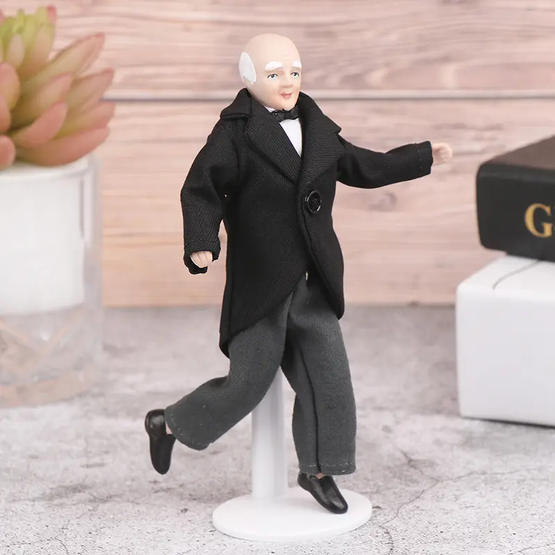 1/12 Dollhouse Miniature Porcelain Doll People Model Beautiful Youth Boy Girl Decor Dollhouse Toys