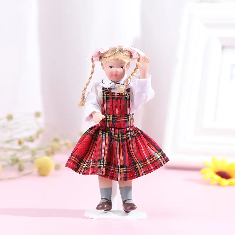 1/12 Dollhouse Miniature Porcelain Doll People Model Beautiful Youth Boy Girl Decor Dollhouse Toys