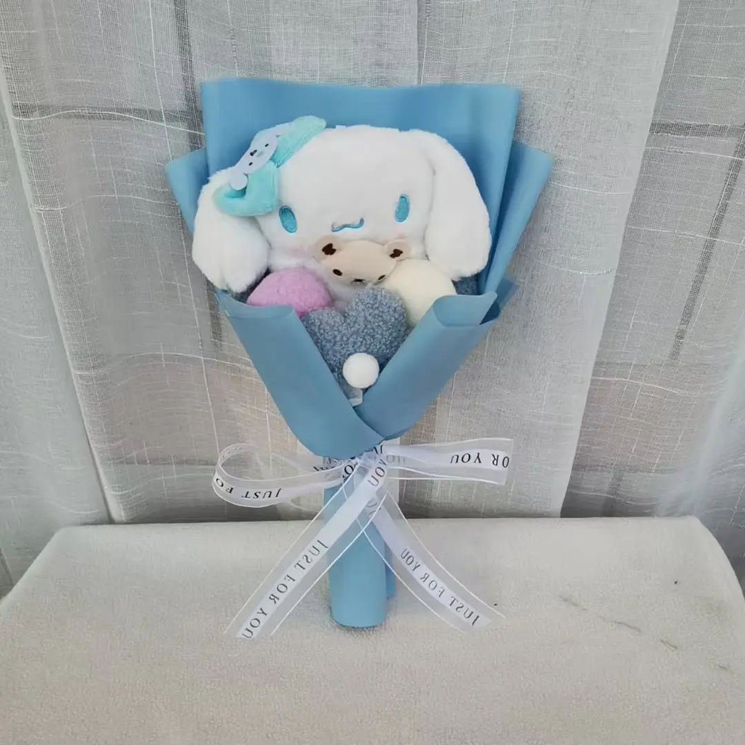 Anime Kuromi Hello Kitty Plush Dolls kawaii My Melody Cinnamoroll Bouquet Stuffed animals Valentine's Day Birthday Gift Kids Toy