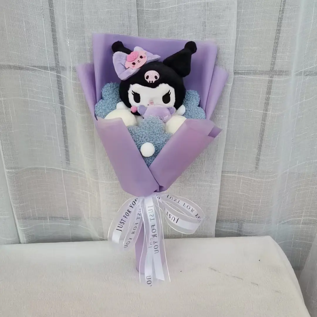 Anime Kuromi Hello Kitty Plush Dolls kawaii My Melody Cinnamoroll Bouquet Stuffed animals Valentine's Day Birthday Gift Kids Toy