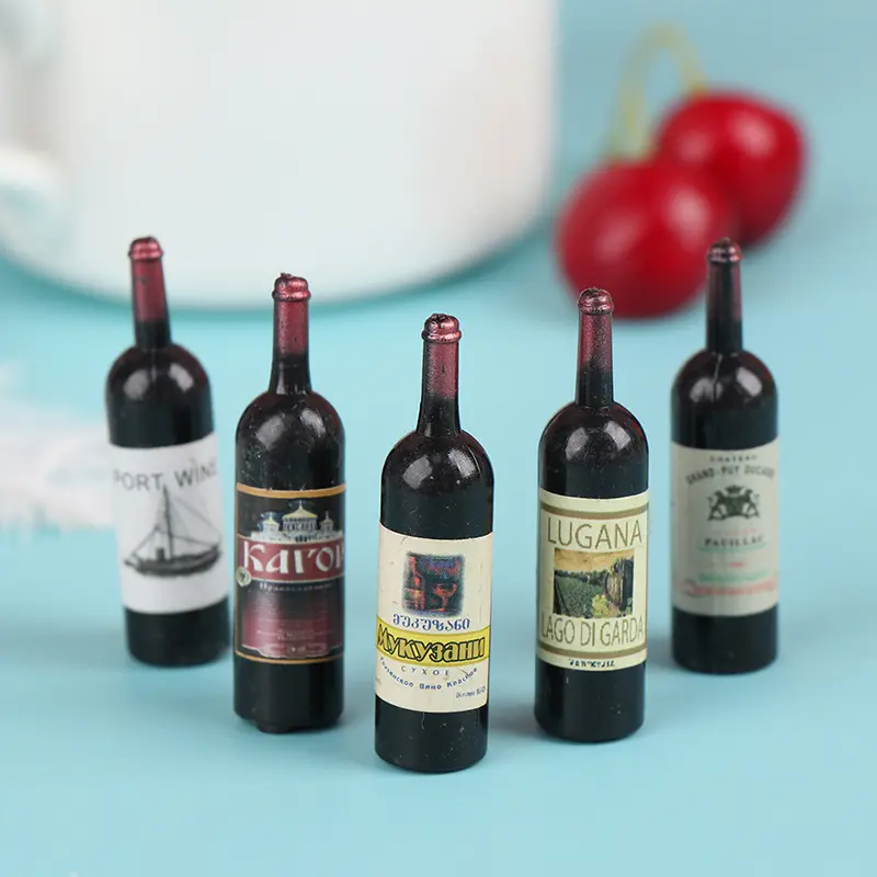 10Pcs 1/12 Dollhouse Miniature Mini Wine Bottle Set With Box Simulation Drinks Model Toys For Doll House Decoration Accessories