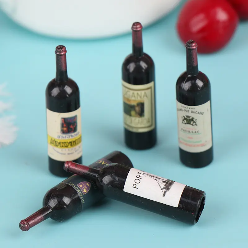 10Pcs 1/12 Dollhouse Miniature Mini Wine Bottle Set With Box Simulation Drinks Model Toys For Doll House Decoration Accessories
