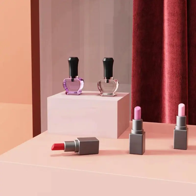 1Set 1:12 Dollhouse Miniature Cosmetic Lipstick Pressed Powder Perfume Makeup Brush Model For Doll Makeup Decor Accessories Toys