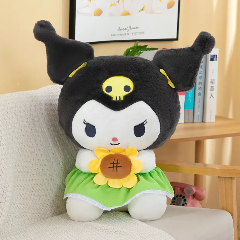 New Cute Sunflower Kuromi Melody Doll Sanrio Cloth Doll Plush Toy Girls Comfort Sleeping Home Decoration Gifts