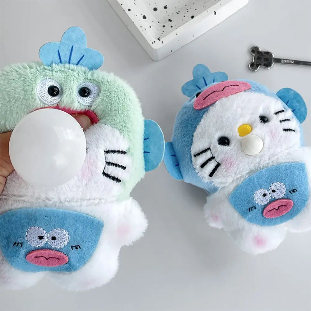 Hellokitty Bubble Fish Head Doll Pendant Kawaii Anime Dolls Bag Accessories Cute Cartoon Keychains Toys Ornaments Birthday Gifts