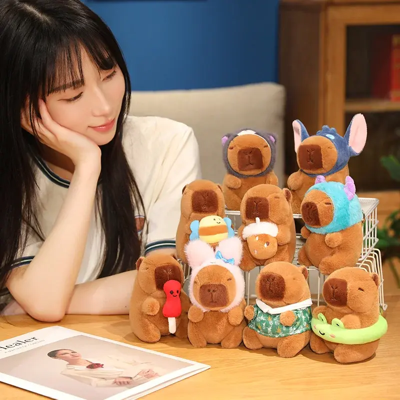 12cm Kawaii Anime Capybara Bread Boba Happy Birthday Plush Toy Creative Stuffed Animals Capybara Toast Doll Bag Pendant Gifts