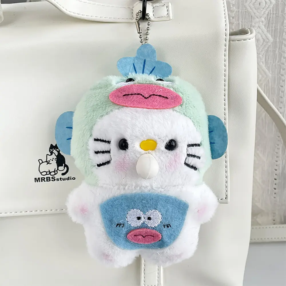 Hellokitty Bubble Fish Head Doll Pendant Kawaii Anime Dolls Bag Accessories Cute Cartoon Keychains Toys Ornaments Birthday Gifts