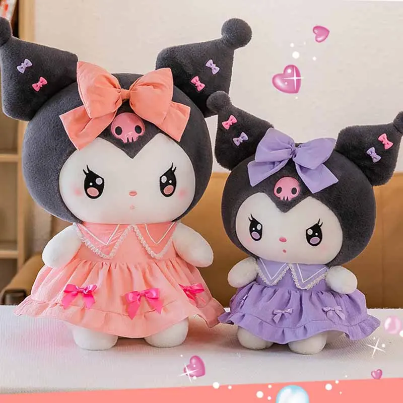 30cm/40cm Cute Melody Doll Kuromi Plush Toy Sanrio Girl Sleeping Bed Cartoon Pillow Gift for Best Friend