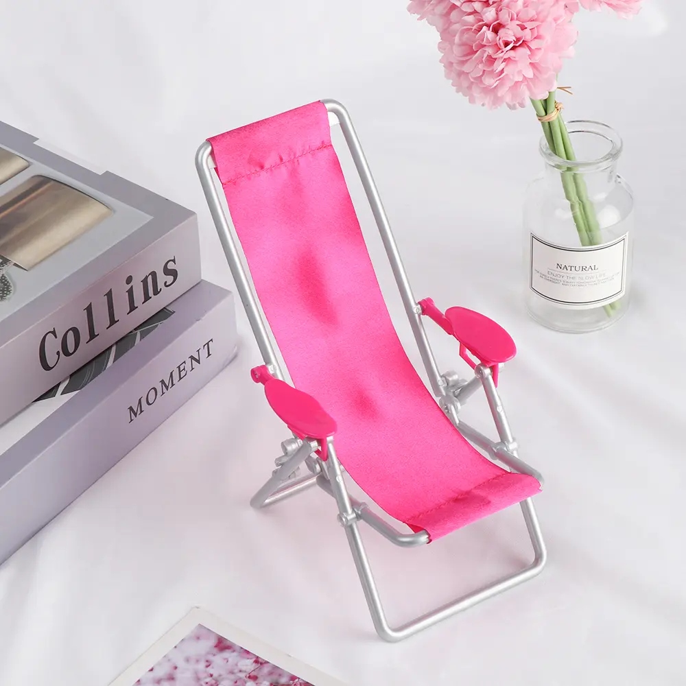 1/6 Doll Beach Chair Lounge Room Foldable Deckchair Playing House Dollhouse Furniture Children' Gift Toy Accessories
