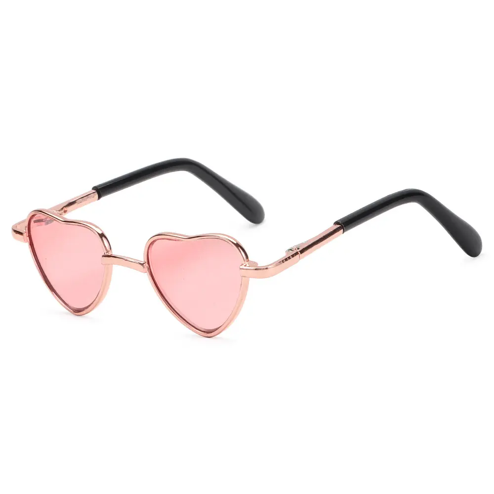 Cute 8CM Miniature Sunglasses Heart Shape Metal Frame Glasses For 14Inch &18Inch Dolls Accessories Plush Toys Doll Eyeglasses