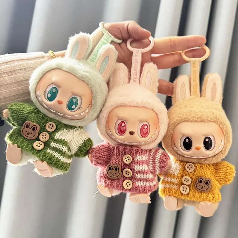 For 15-17 Cm Labbubu Clothes Original Labubu Toy Luxury Doll New Sitting Party Bear Label Scarf Hat Bag Dolls Accessories Cute