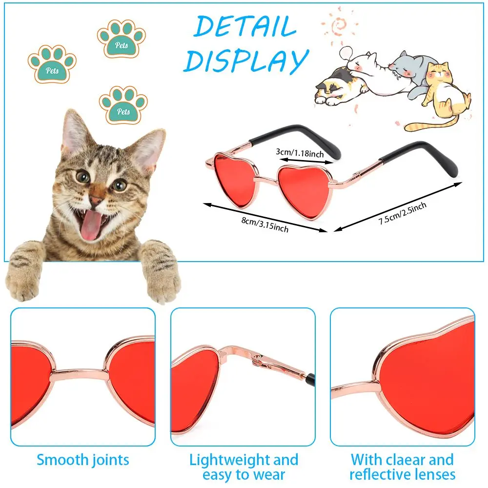 Cute 8CM Miniature Sunglasses Heart Shape Metal Frame Glasses For 14Inch &18Inch Dolls Accessories Plush Toys Doll Eyeglasses
