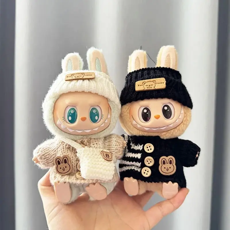 For 15-17 Cm Labbubu Clothes Original Labubu Toy Luxury Doll New Sitting Party Bear Label Scarf Hat Bag Dolls Accessories Cute