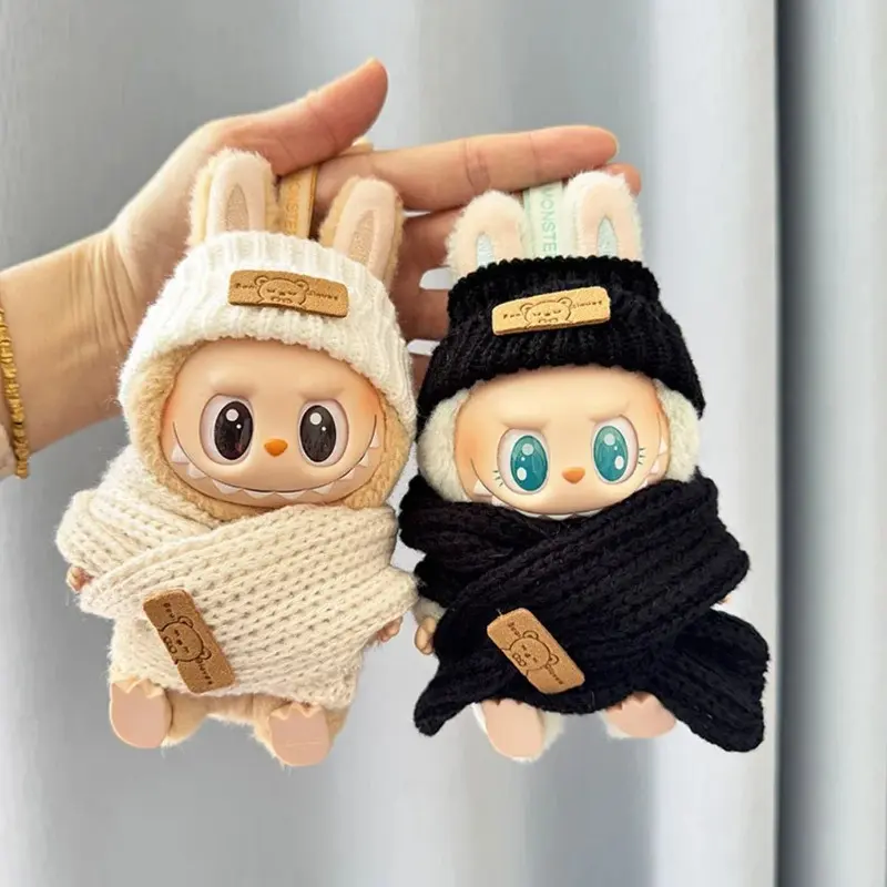 For 15-17 Cm Labbubu Clothes Original Labubu Toy Luxury Doll New Sitting Party Bear Label Scarf Hat Bag Dolls Accessories Cute