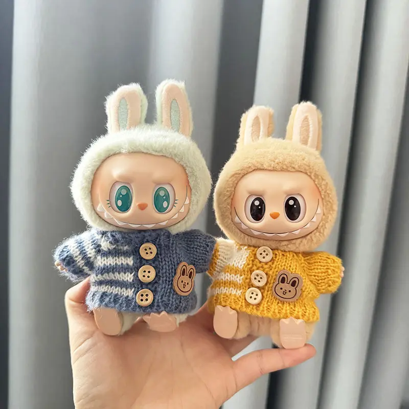 For 15-17 Cm Labbubu Clothes Original Labubu Toy Luxury Doll New Sitting Party Bear Label Scarf Hat Bag Dolls Accessories Cute