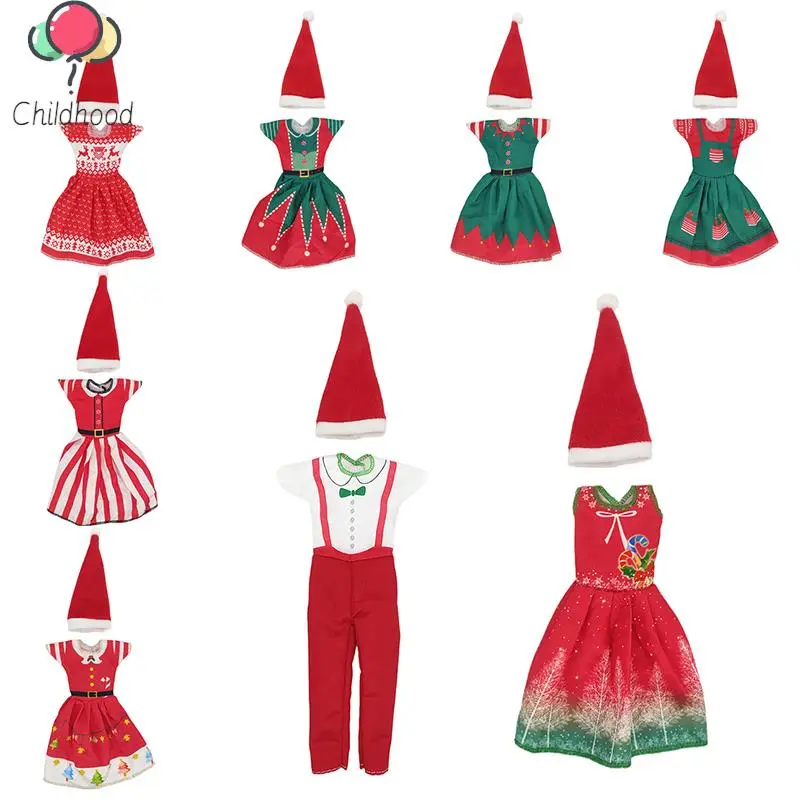 1Set Christmas Elf Doll Snowman Gingerbread Man Clothes Cook Hat Apron Baby Doll Clothes Toy Doll Accessories Kids Doll Toys