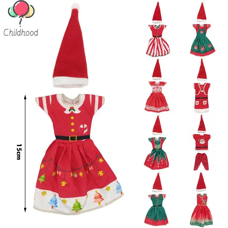 1Set Christmas Elf Doll Snowman Gingerbread Man Clothes Cook Hat Apron Baby Doll Clothes Toy Doll Accessories Kids Doll Toys