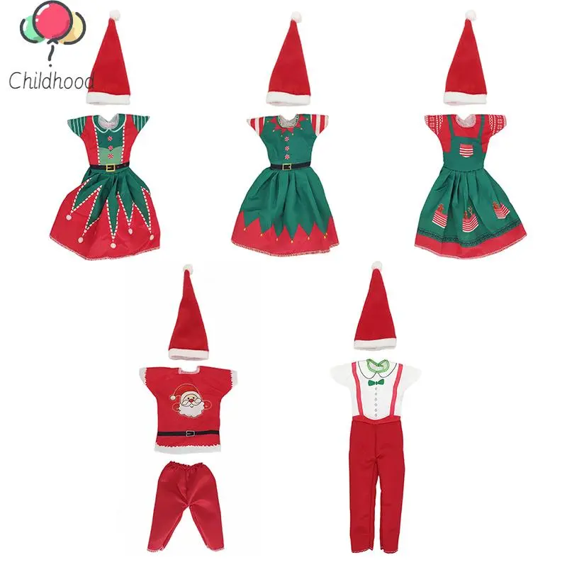 1Set Christmas Elf Doll Snowman Gingerbread Man Clothes Cook Hat Apron Baby Doll Clothes Toy Doll Accessories Kids Doll Toys