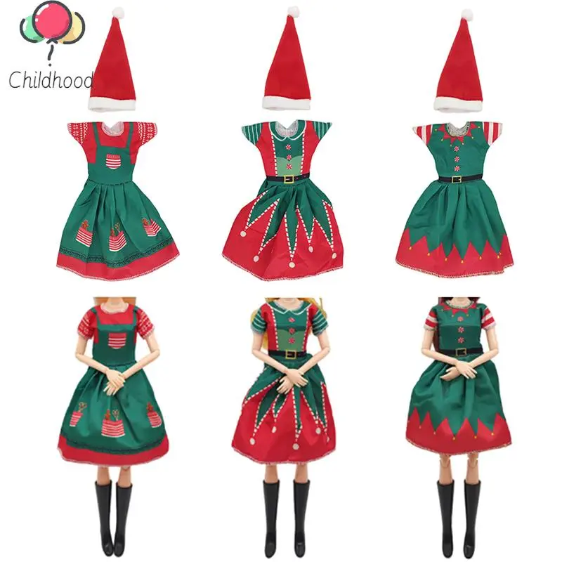 1Set Christmas Elf Doll Snowman Gingerbread Man Clothes Cook Hat Apron Baby Doll Clothes Toy Doll Accessories Kids Doll Toys