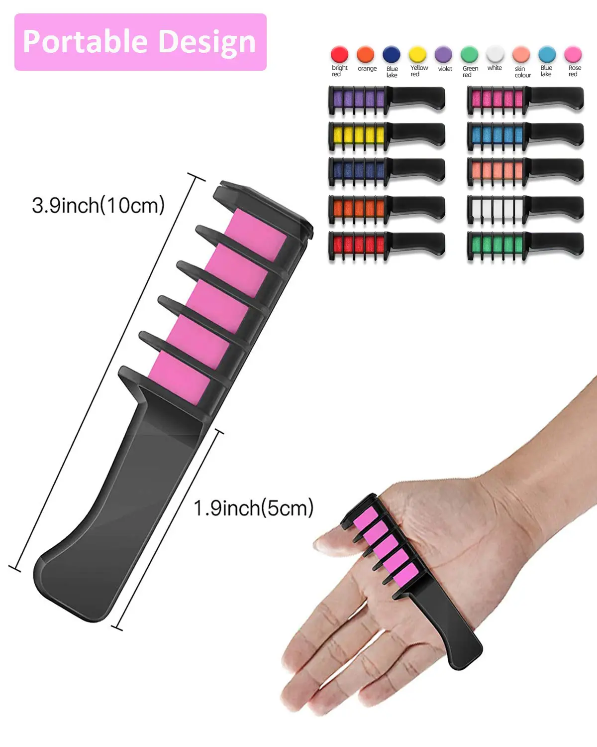 New Hair Chalk Comb Set For Kids Temporary Washable Hair Dye Comb Toy Pretend Play Makeup Gift For Girls
