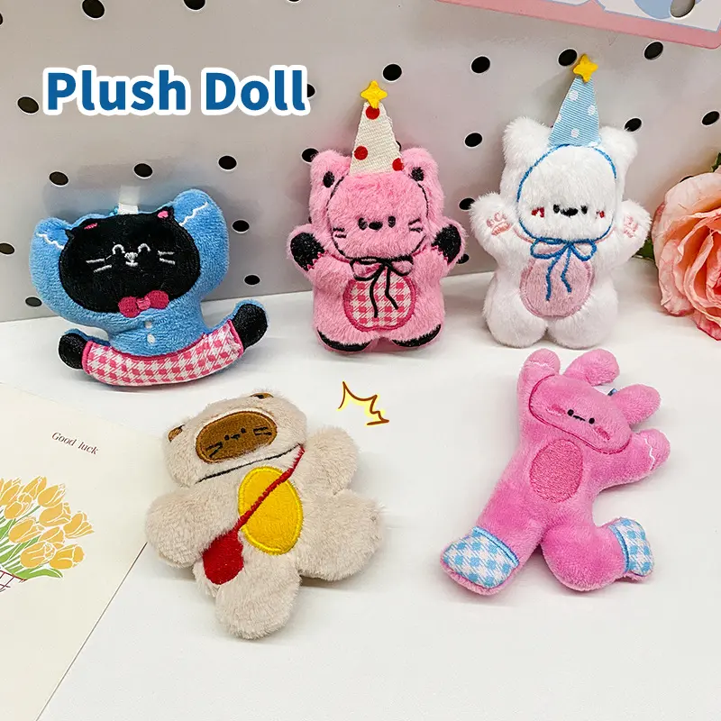 Lovely Cartoon Squeak Plush Keychain Cute Stuffed Doll Keyring Bag Pendant Backpack Hanging Decoration Couple Gifts