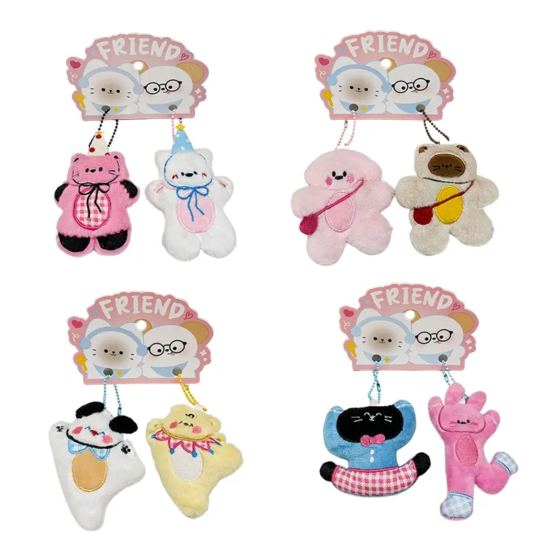 Lovely Cartoon Squeak Plush Keychain Cute Stuffed Doll Keyring Bag Pendant Backpack Hanging Decoration Couple Gifts