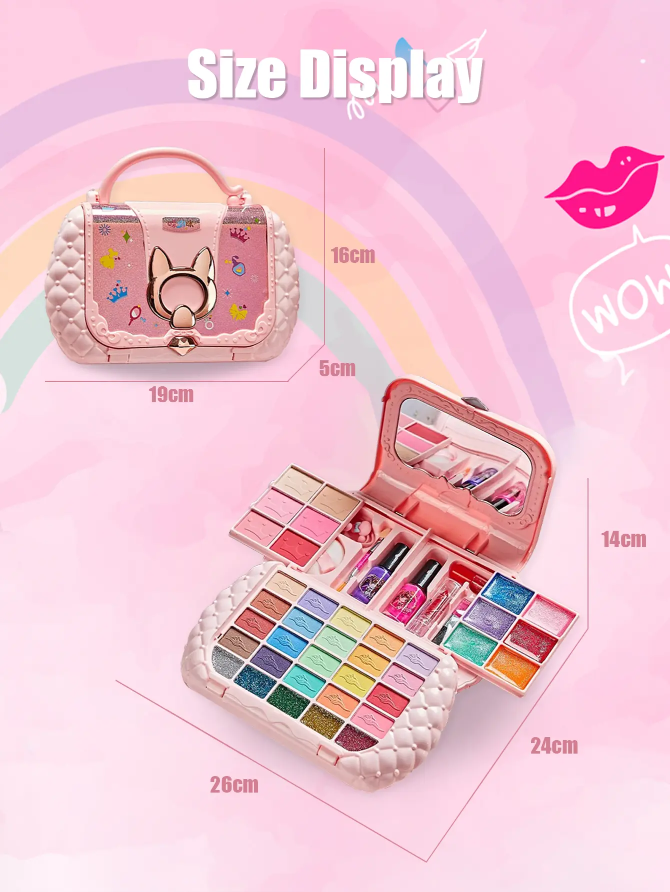 Children's cosmetics set, girl's mirror, princess, real washable, pretending to play with beauty toys, non-toxic and safe gift
