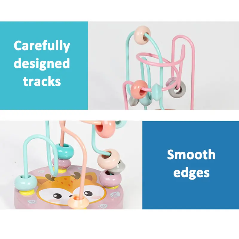 Toddler Bead Maze Math Toy Wooden Mini Circles Roller Coaster Abacus Children Montessori Early Learning Educational Kids Gift