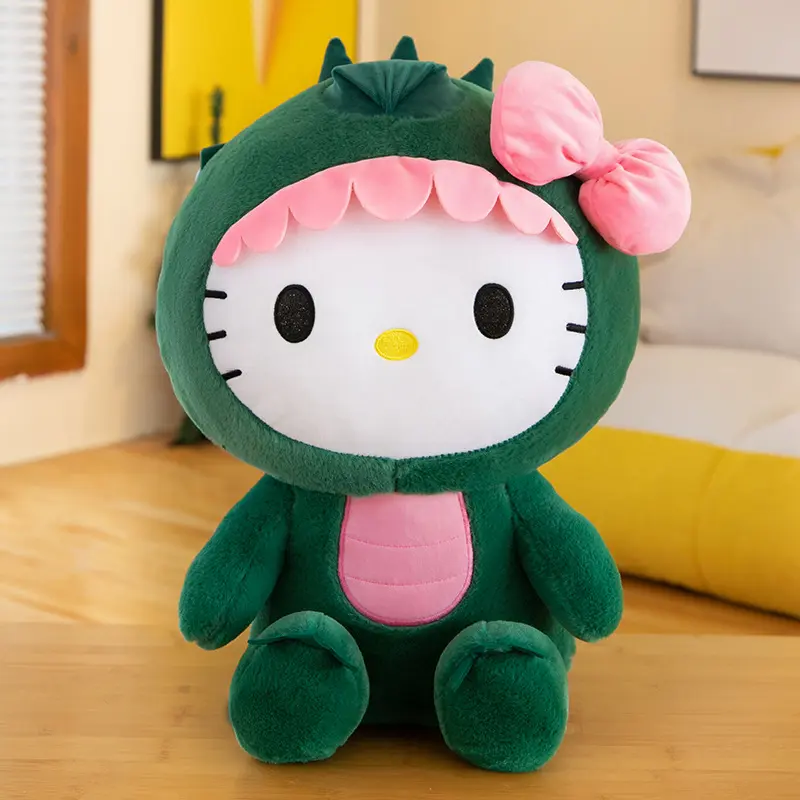 35/50/65cm Giant Kawaii Hello Kitty Dinosaur Plush Toy Cartoon Doll Room Decoration Sleeping Throw Pillow Kids Birthday Gift