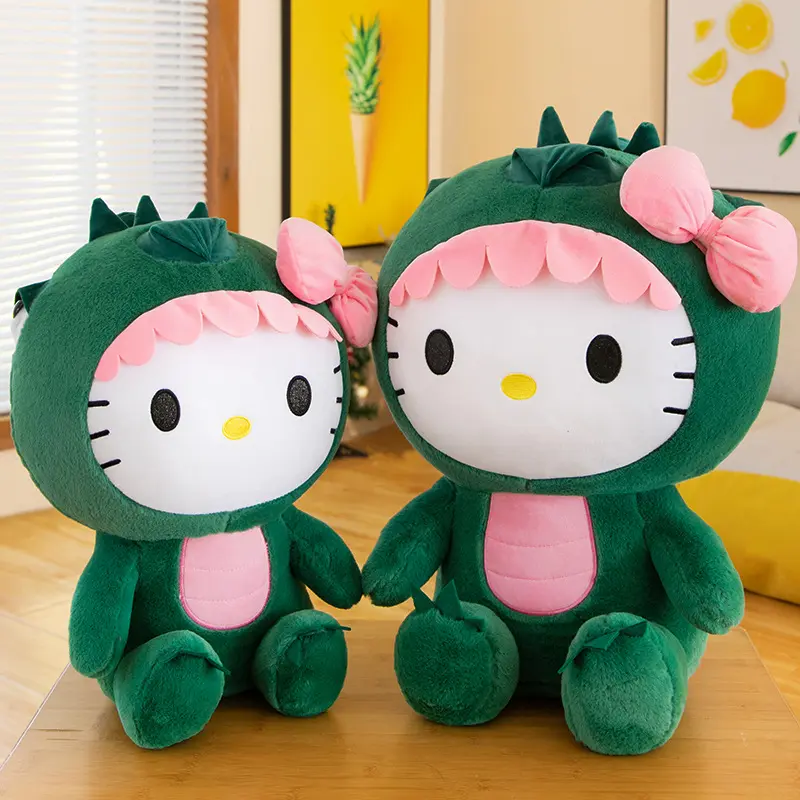 35/50/65cm Giant Kawaii Hello Kitty Dinosaur Plush Toy Cartoon Doll Room Decoration Sleeping Throw Pillow Kids Birthday Gift