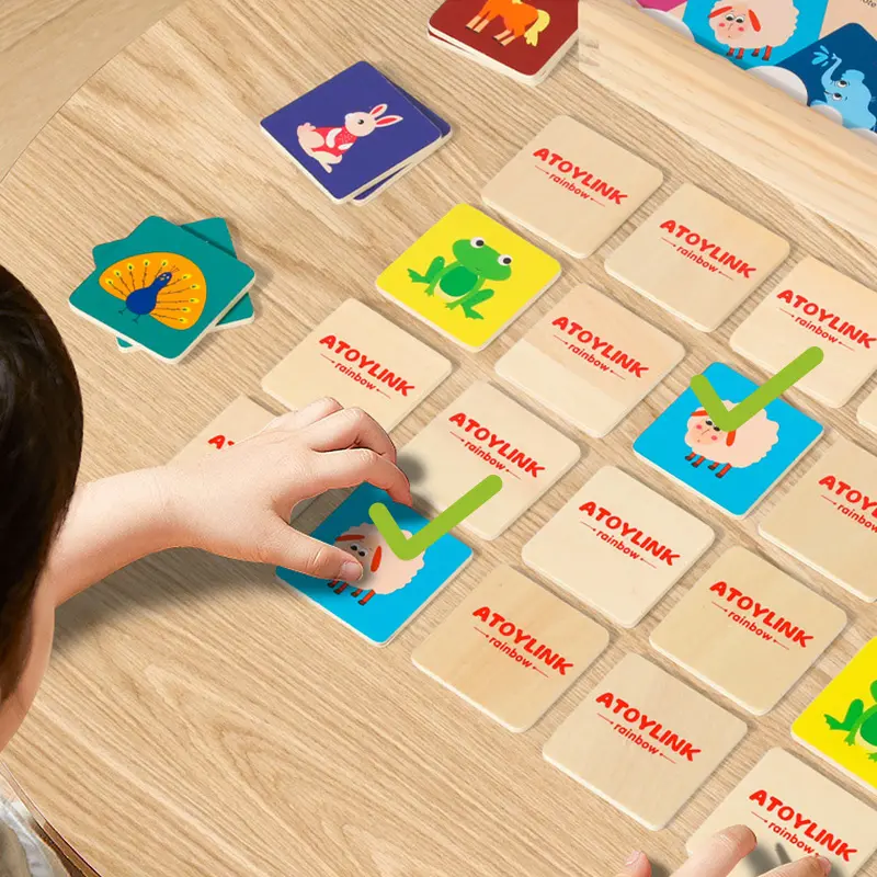 Matching Memory Training Game Animal Wooden Toy for Toddle Kid Board Jigsaw Puzzle Sensory Funny Parent-child Interactive Toy