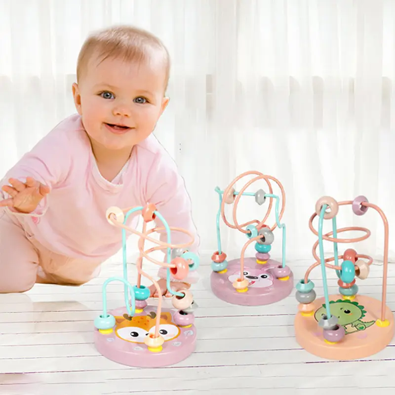 Toddler Bead Maze Math Toy Wooden Mini Circles Roller Coaster Abacus Children Montessori Early Learning Educational Kids Gift