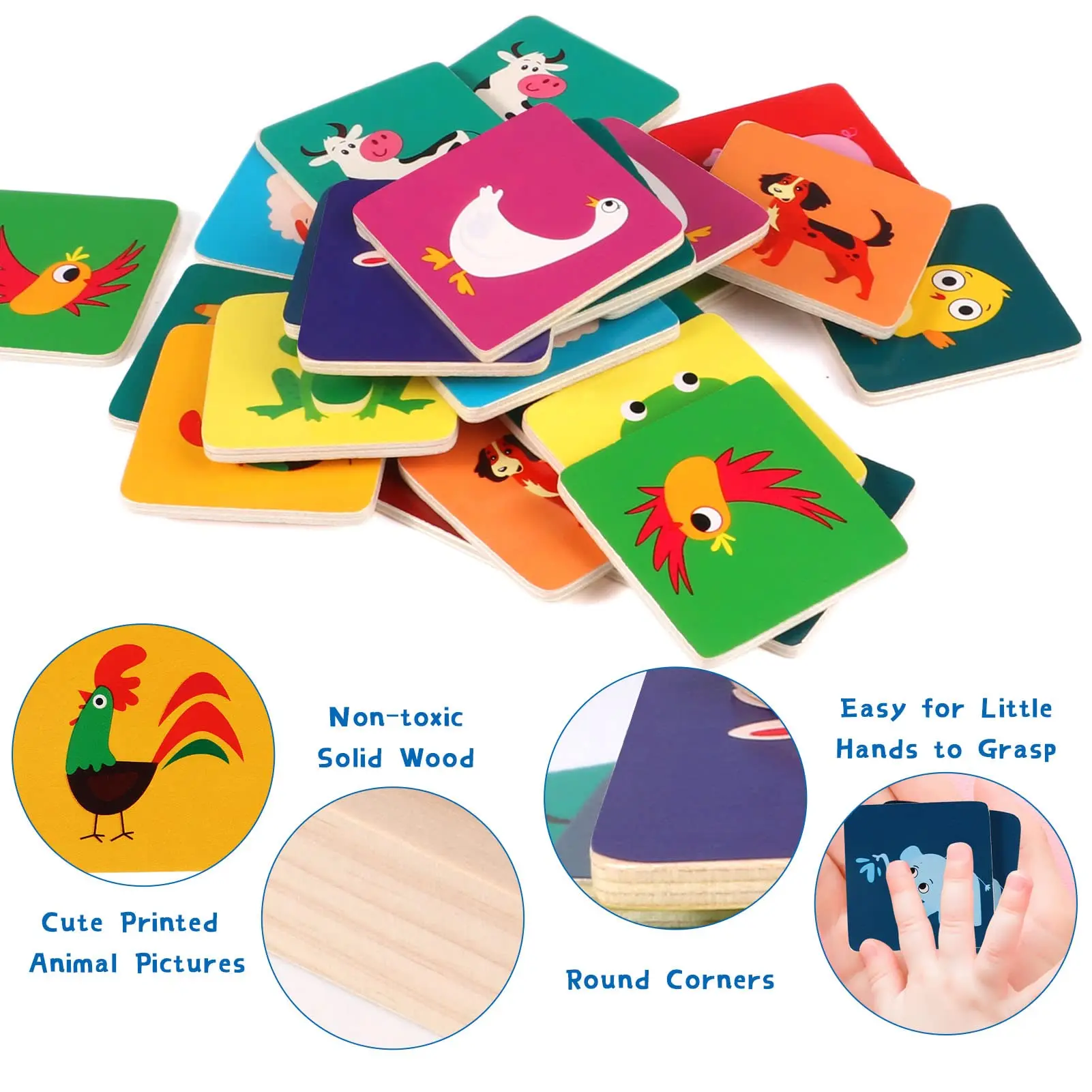 Matching Memory Training Game Animal Wooden Toy for Toddle Kid Board Jigsaw Puzzle Sensory Funny Parent-child Interactive Toy