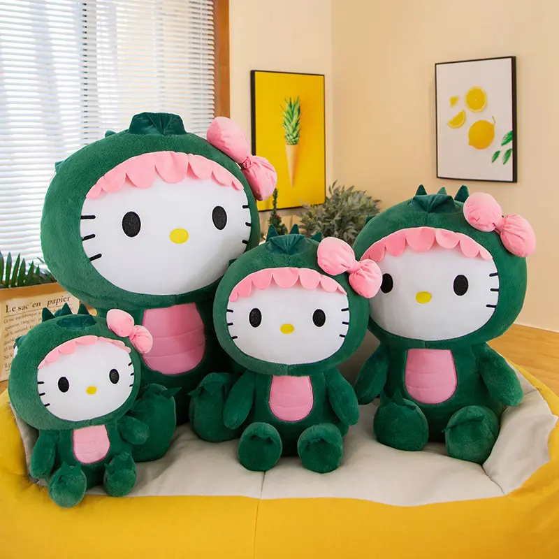 35/50/65cm Giant Kawaii Hello Kitty Dinosaur Plush Toy Cartoon Doll Room Decoration Sleeping Throw Pillow Kids Birthday Gift