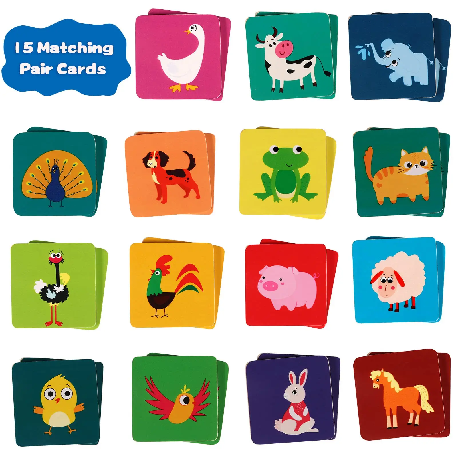 Matching Memory Training Game Animal Wooden Toy for Toddle Kid Board Jigsaw Puzzle Sensory Funny Parent-child Interactive Toy