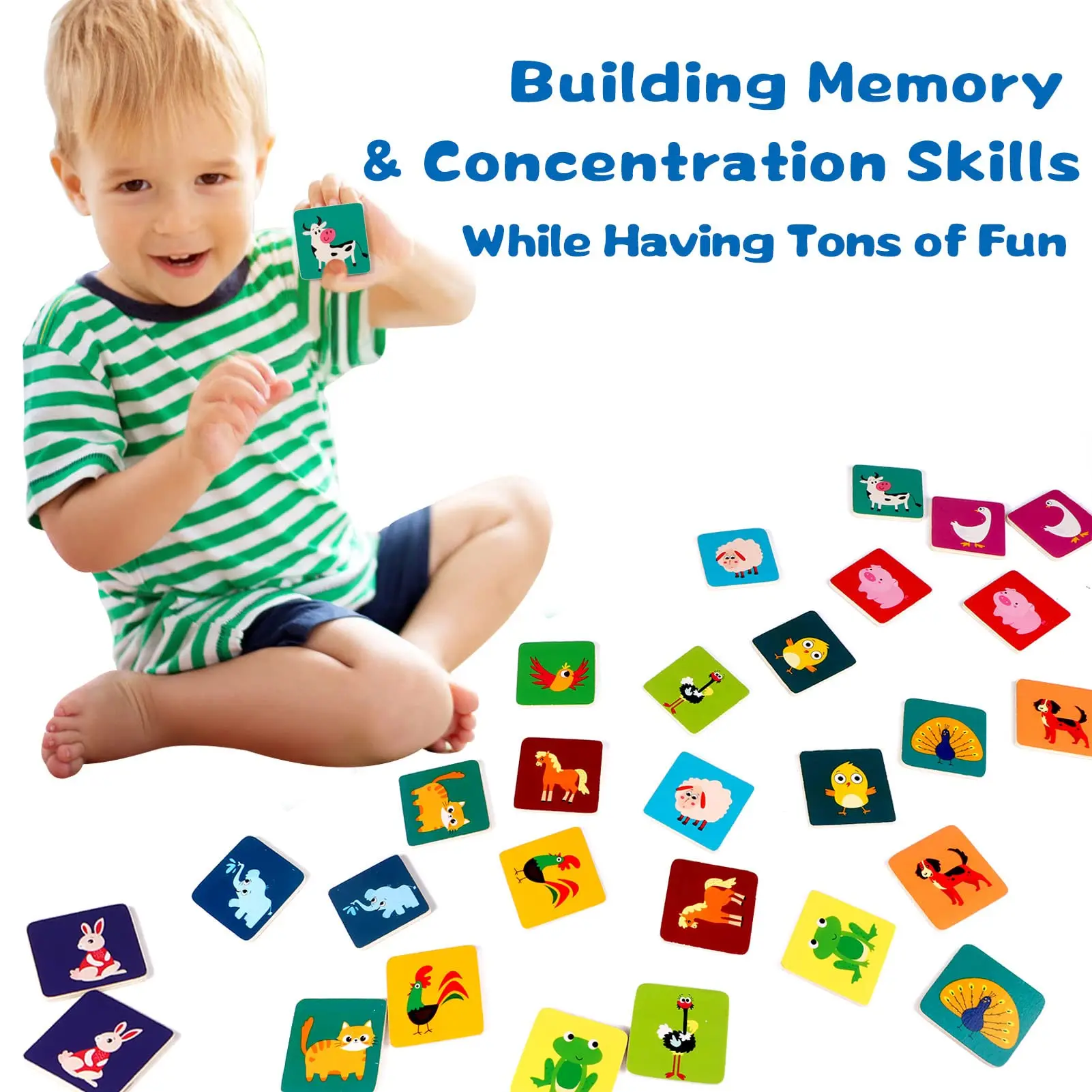 Matching Memory Training Game Animal Wooden Toy for Toddle Kid Board Jigsaw Puzzle Sensory Funny Parent-child Interactive Toy