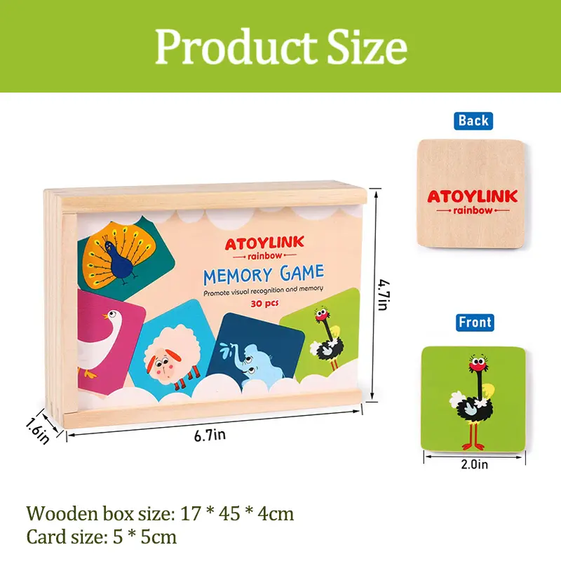 Matching Memory Training Game Animal Wooden Toy for Toddle Kid Board Jigsaw Puzzle Sensory Funny Parent-child Interactive Toy