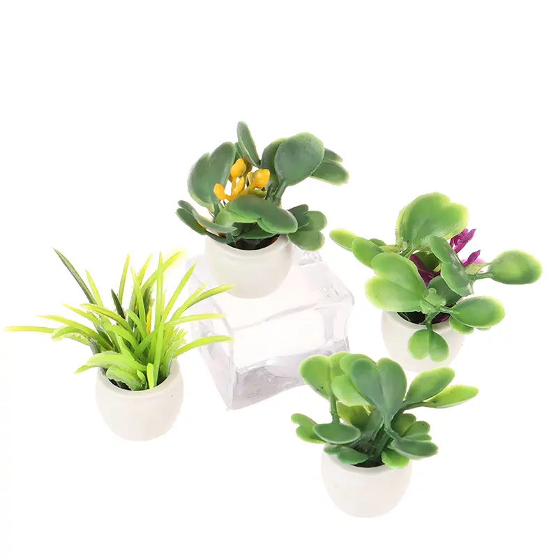 Mini Tree Potted For Green Plant In Pot Simulation Potted plants 1:12 Dollhouse Miniature Doll House Furniture Home Decoration