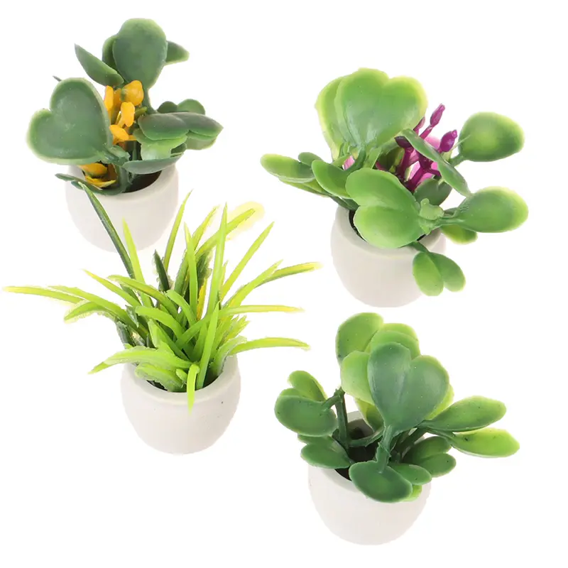 Mini Tree Potted For Green Plant In Pot Simulation Potted plants 1:12 Dollhouse Miniature Doll House Furniture Home Decoration