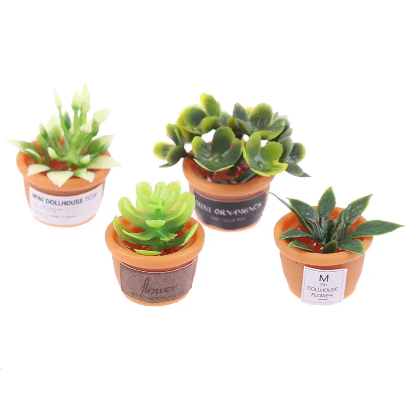 Mini Tree Potted For Green Plant In Pot Simulation Potted plants 1:12 Dollhouse Miniature Doll House Furniture Home Decoration