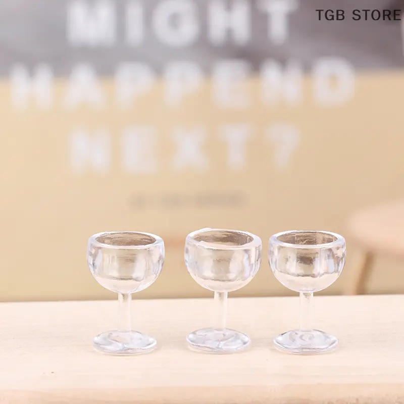 10Pcs 1/12 Dollhouse Miniature Red Wine Cup Wine Glass Kitchen Decor toy